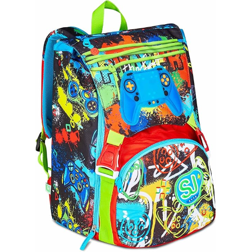 SEVEN 20C202500 ZAINO SEVEN SJ GANG GAME LED BOY, Blu, Tasca con LED Joystick, Tasca per Borraccia, 24 LITRI