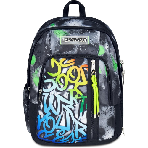 SEVEN 200102523 ZAINO SEVEN Dual Detach, Nero Verde, Doppio Scomparto da 32 L, Con Tasca PC, Borraccia, Organizer