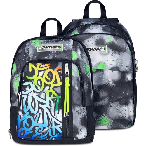 SEVEN 200102523 ZAINO SEVEN Dual Detach, Nero Verde, Doppio Scomparto da 32 L, Con Tasca PC, Borraccia, Organizer