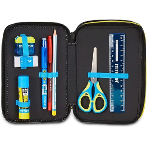 SEVEN 30G502501 ASTUCCIO POKEMON TRIPLO, Nero, Portapenne Completo Di Penne, Matite, Colori, Accessori