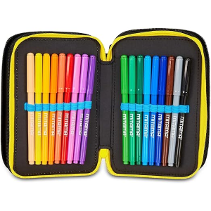 SEVEN 30G502501 ASTUCCIO POKEMON TRIPLO, Nero, Portapenne Completo Di Penne, Matite, Colori, Accessori