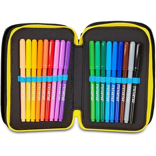 SEVEN 30G502501 ASTUCCIO POKEMON TRIPLO, Nero, Portapenne Completo Di Penne, Matite, Colori, Accessori