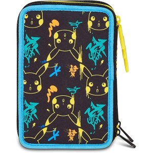 SEVEN 30G502501 ASTUCCIO POKEMON TRIPLO, Nero, Portapenne Completo Di Penne, Matite, Colori, Accessori