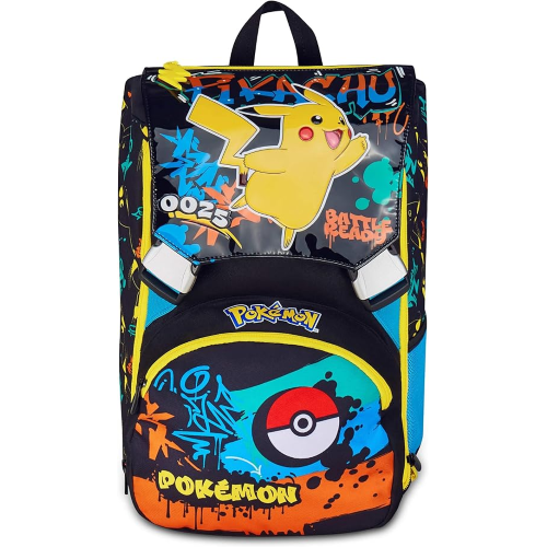 SEVEN 20G502501 ZAINO POKEMON, Doppio Scomparto Estensibile, Nero, Maxi Capienza, Schienale Preformato, Bambino, Scuola