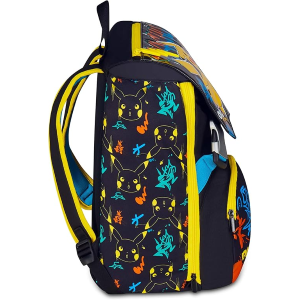 SEVEN 20G502501 ZAINO POKEMON, Doppio Scomparto Estensibile, Nero, Maxi Capienza, Schienale Preformato, Bambino, Scuola