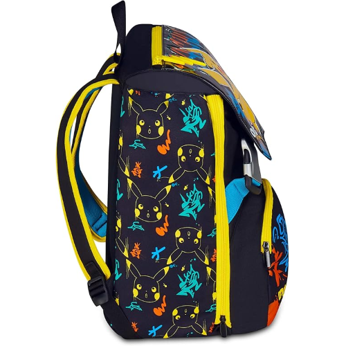 SEVEN 20G502501 ZAINO POKEMON, Doppio Scomparto Estensibile, Nero, Maxi Capienza, Schienale Preformato, Bambino, Scuola