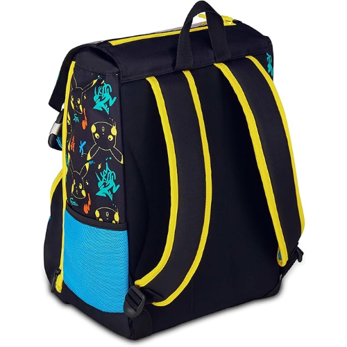SEVEN 20G502501 ZAINO POKEMON, Doppio Scomparto Estensibile, Nero, Maxi Capienza, Schienale Preformato, Bambino, Scuola