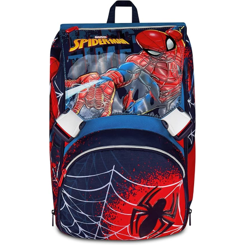 SEVEN 202902501 ZAINO SPIDERMAN, Doppio Scomparto Estensibile, Blu, Maxi Capienza, Schienale Preformato, Bambino, Scuola