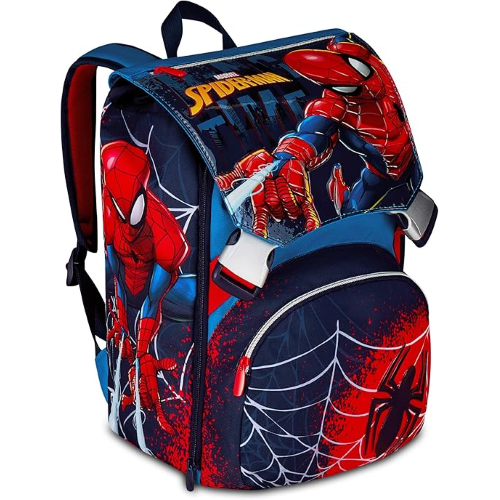 SEVEN 202902501 ZAINO SPIDERMAN, Doppio Scomparto Estensibile, Blu, Maxi Capienza, Schienale Preformato, Bambino, Scuola