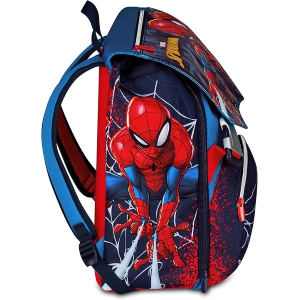 SEVEN 202902501 ZAINO SPIDERMAN, Doppio Scomparto Estensibile, Blu, Maxi Capienza, Schienale Preformato, Bambino, Scuola