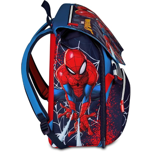 SEVEN 202902501 ZAINO SPIDERMAN, Doppio Scomparto Estensibile, Blu, Maxi Capienza, Schienale Preformato, Bambino, Scuola