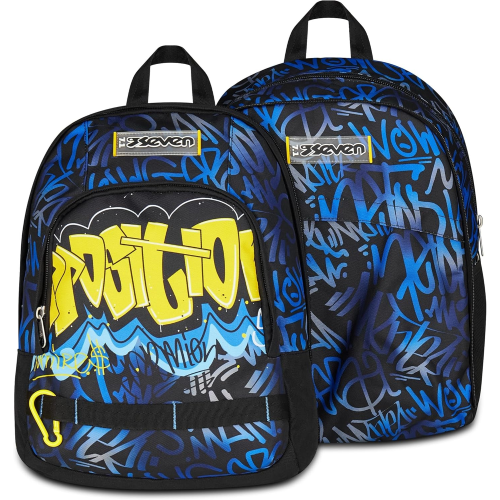 SEVEN 200102535 ZAINO SEVEN DUAL DETACH BOY, Blu Giallo, Doppio Scomparto da 32 L, Con Tasca X PC- Borraccia-Organizer 