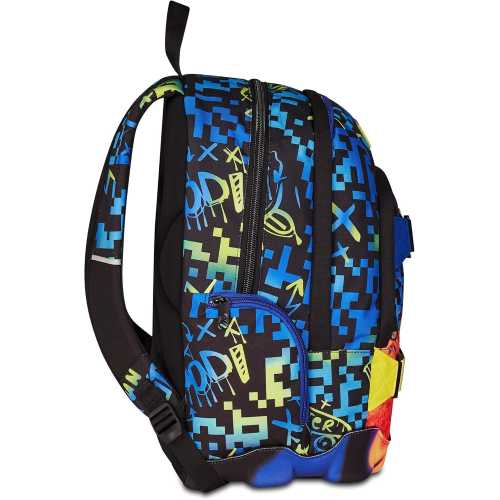 SEVEN 200102553 ZAINO SEVEN SCRIBBLED FLAME BOY, Doppio Scomparto Da 31 LITRI, Con Tasca X PC- Borraccia - Organizer