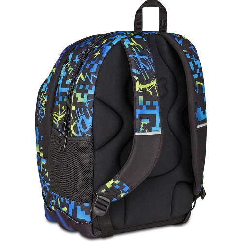 SEVEN 200102553 ZAINO SEVEN SCRIBBLED FLAME BOY, Doppio Scomparto Da 31 LITRI, Con Tasca X PC- Borraccia - Organizer