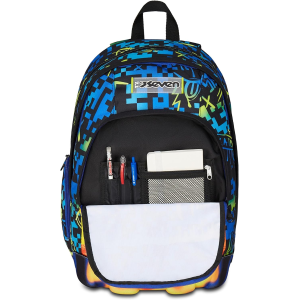 SEVEN 200102553 ZAINO SEVEN SCRIBBLED FLAME BOY, Doppio Scomparto Da 31 LITRI, Con Tasca X PC- Borraccia - Organizer
