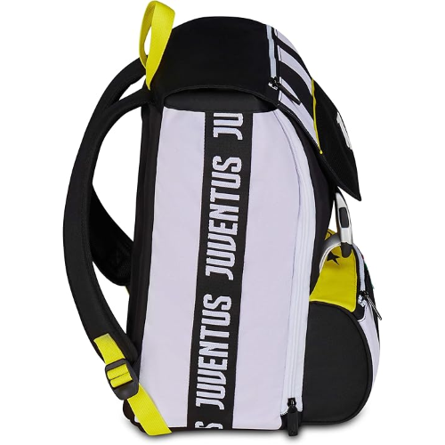 SEVEN 20B602500 ZAINO SDOPPIABILE JUVENTUS, Doppio Scomparto Estensibile, Bianco e Nero, Maxi Capienza, Schienale Preformato