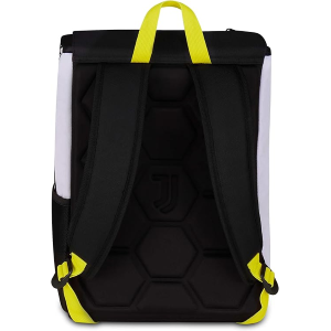 SEVEN 20B602500 ZAINO SDOPPIABILE JUVENTUS, Doppio Scomparto Estensibile, Bianco e Nero, Maxi Capienza, Schienale Preformato