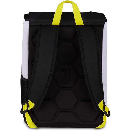 SEVEN 20B602500 ZAINO SDOPPIABILE JUVENTUS, Doppio Scomparto Estensibile, Bianco e Nero, Maxi Capienza, Schienale Preformato