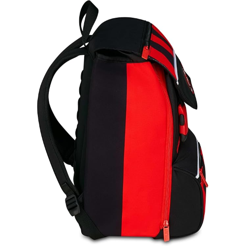 SEVEN 20F02500 ZAINO MILAN, Doppio Scomparto Estensibile, Rosso e Nero, Squadra Calcio, Maxi Capienza, Schienale Preformato