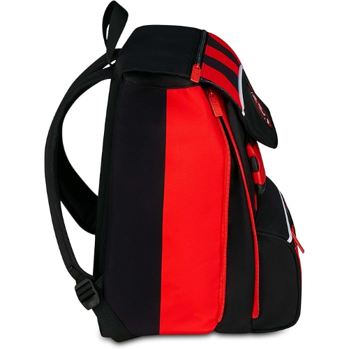 SEVEN 20F02500 ZAINO MILAN, Doppio Scomparto Estensibile, Rosso e Nero, Squadra Calcio, Maxi Capienza, Schienale Preformato