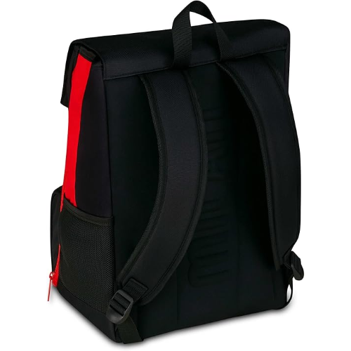 SEVEN 20F02500 ZAINO MILAN, Doppio Scomparto Estensibile, Rosso e Nero, Squadra Calcio, Maxi Capienza, Schienale Preformato