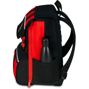 SEVEN 20F02500 ZAINO MILAN, Doppio Scomparto Estensibile, Rosso e Nero, Squadra Calcio, Maxi Capienza, Schienale Preformato