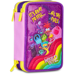 SEVEN 30J202508 ASTUCCIO SEVEN INSIDE OUT TRIPLO ZIP, Viola, Completo Di Penne, Matite, Colori, Accessori