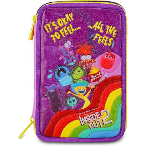 SEVEN 30J202508 ASTUCCIO SEVEN INSIDE OUT TRIPLO ZIP, Viola, Completo Di Penne, Matite, Colori, Accessori