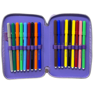 ASTUCCIO SCUOLA ANGEL STITCH DISNEY 3 ZIP PENNA PAPERMATE PENNARELLI GIOTTO