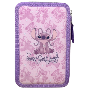 ASTUCCIO SCUOLA ANGEL STITCH DISNEY 3 ZIP PENNA PAPERMATE PENNARELLI GIOTTO