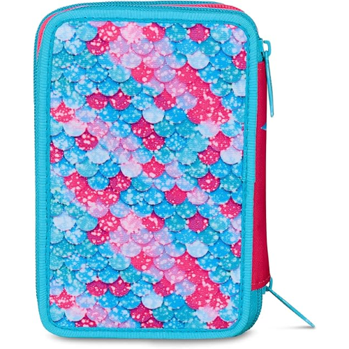 SEVEN 30H902500 ASTUCCIO SIRENETTA MERMAID MAGIC 3 Zip, Celeste, Completo Di Penne, Matite, Colori