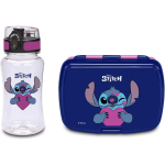 SEVEN SET PORTAMERENDA + BORRACCIA LILO & STICH BLU, per bambini, Divisorio interno, Borraccia 460ml con coperchio ermetico