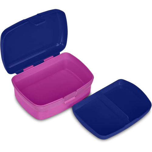 SEVEN SET PORTAMERENDA + BORRACCIA LILO & STICH BLU, per bambini, Divisorio interno, Borraccia 460ml con coperchio ermetico