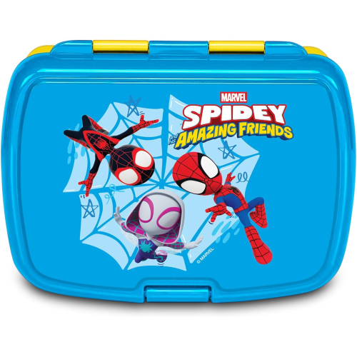 SEVEN SET PORTAMERENDA + BORRACCIA SPIDEY AMAZING FRIENDS, Divisorio interno, Borraccia 460ml ermetica, Facile da aprire