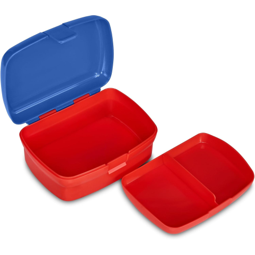 SEVEN SET PORTAMERENDA + BORRACCIA SPIDEY BLU AMAZING FRIENDS, Divisorio interno, Borraccia 460ml ermetica, Facile da aprire