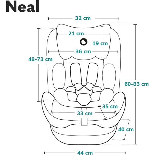 LIONELO 700504 CAR SEAT NEAL SEGGIOLINO AUTO 15-36 kg Isofix i-Size regolazione dello schienale a 3 livelli 