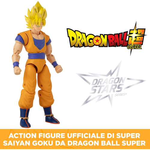 Dragon Ball Super Bandai Action figure snodabile Super Saiyan Goku Dragon Stars 17cm – Figurina Goku con accessori – Licenza ufficiale 