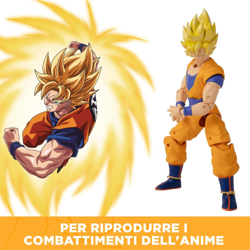 Dragon Ball Super Bandai Action figure snodabile Super Saiyan Goku Dragon Stars 17cm – Figurina Goku con accessori – Licenza ufficiale 