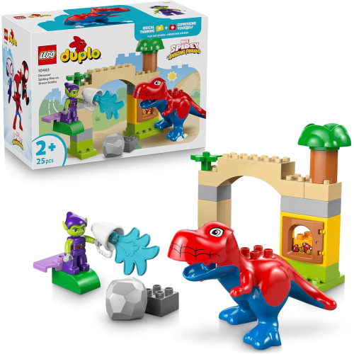 LEGO 10463 DUPLO MARVEL SPIDEY  Dinosauro Spidey-Rex vs. Goblin - Giocattolo per lo Sviluppo della Motricità Fine - 2 ANNI+