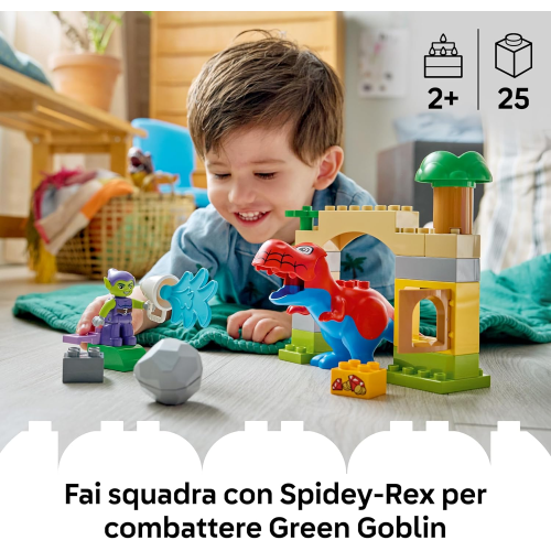 LEGO 10463 DUPLO MARVEL SPIDEY  Dinosauro Spidey-Rex vs. Goblin - Giocattolo per lo Sviluppo della Motricità Fine - 2 ANNI+