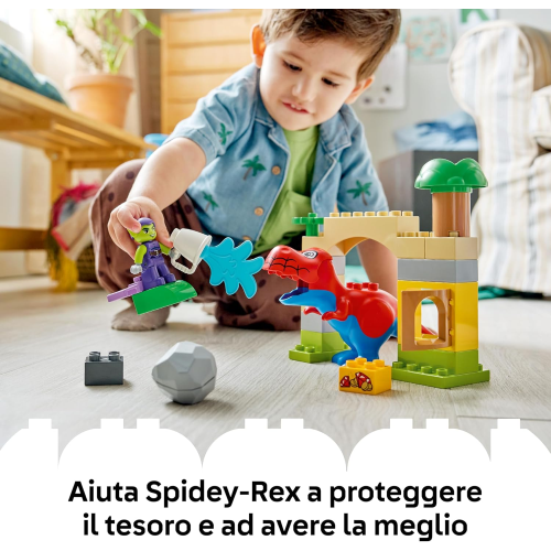 LEGO 10463 DUPLO MARVEL SPIDEY  Dinosauro Spidey-Rex vs. Goblin - Giocattolo per lo Sviluppo della Motricità Fine - 2 ANNI+