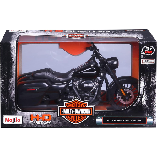 MAISTO 32336 MOTO HARLEY DAVIDSON, ROAD KING SPECIAL H-D CUSTOM, Black Motorcycle SCALA 1/12