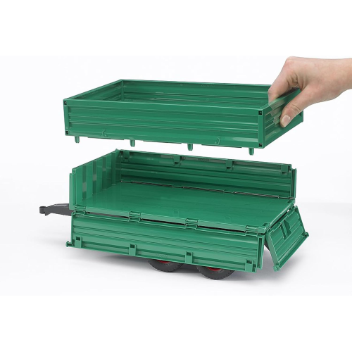 BRUDER 02010 RIMORCHIO da trasporto con asse in tandem e sponda mobile, rimorchio ribaltabile con sponda laterale