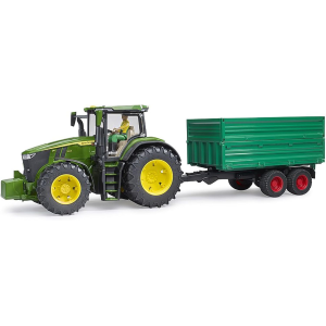 BRUDER 02010 RIMORCHIO da trasporto con asse in tandem e sponda mobile, rimorchio ribaltabile con sponda laterale