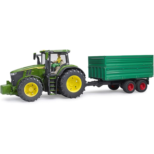 BRUDER 02010 RIMORCHIO da trasporto con asse in tandem e sponda mobile, rimorchio ribaltabile con sponda laterale