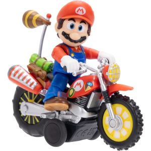 JAKKS 43233 SUPER MARIO GALAXI MOVIE, Action figure di Mario con la moto alta 6,35 cm, con licenza ufficiale, 9 punti di articolazione
