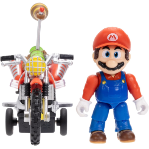 JAKKS 43233 SUPER MARIO GALAXI MOVIE, Action figure di Mario con la moto alta 6,35 cm, con licenza ufficiale, 9 punti di articolazione