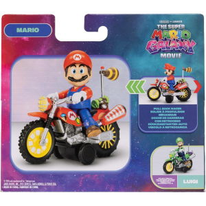 JAKKS 43233 SUPER MARIO GALAXI MOVIE, Action figure di Mario con la moto alta 6,35 cm, con licenza ufficiale, 9 punti di articolazione