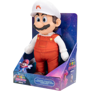 JAKKS 43236 SUPER MARIO GALAXI MOVIE, Peluche snodabile di Fire Mario 35,5 cm,con testa scolpita di Roto