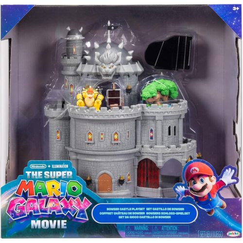 JAKKS 43225 SUPER MARIO GALAXI MOVIE, Il playset del Castello di Bowser include una minifigure articolata da 3,8 cm e accessori 